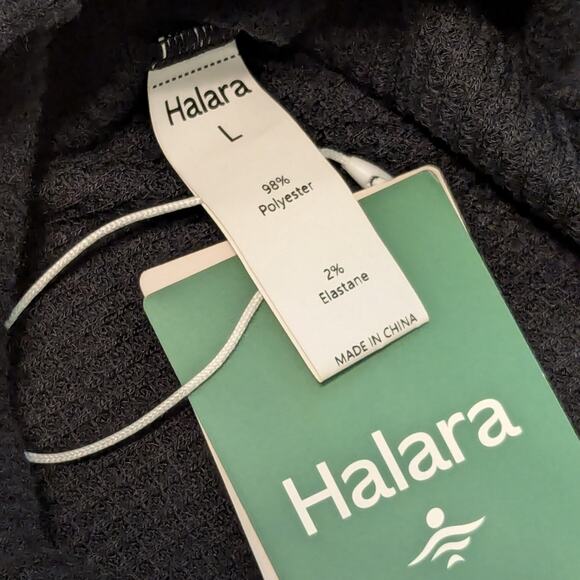 Halara Cowl Neck Drawstring Slouchy Long Sleeve Relaxed Waffle Thermal Sweater - Picture 3 of 4